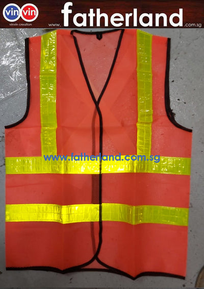 Safety Orange Vest with back Reflective Yellow Strip