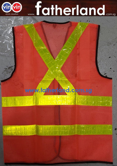 Safety Orange Vest with back Reflective Yellow Strip