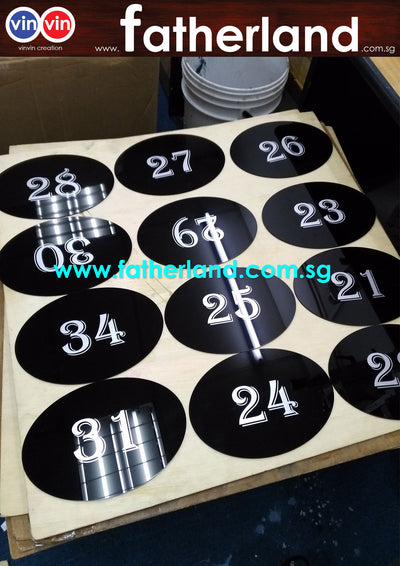 OVAL ACRYLIC SIGNAGE WITH SILKSCREEN NUMBER