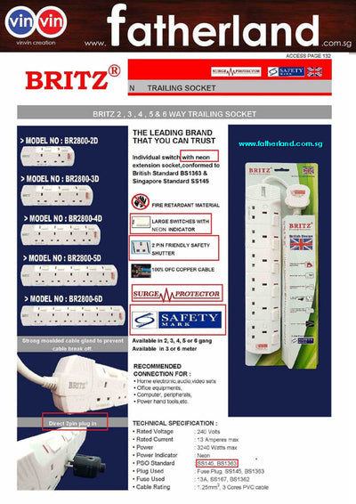 Britz Extension Cable Reel  BR2800 6D 3m