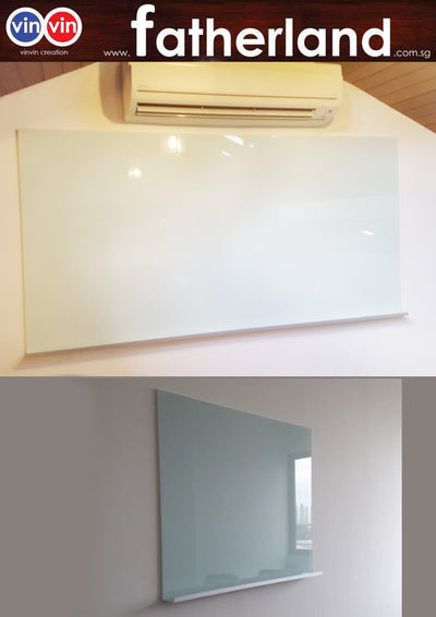 GLASS WHITEBOARD NOTICE BOARD WITH STUD  ( SIZE : 200CM X 100CM )